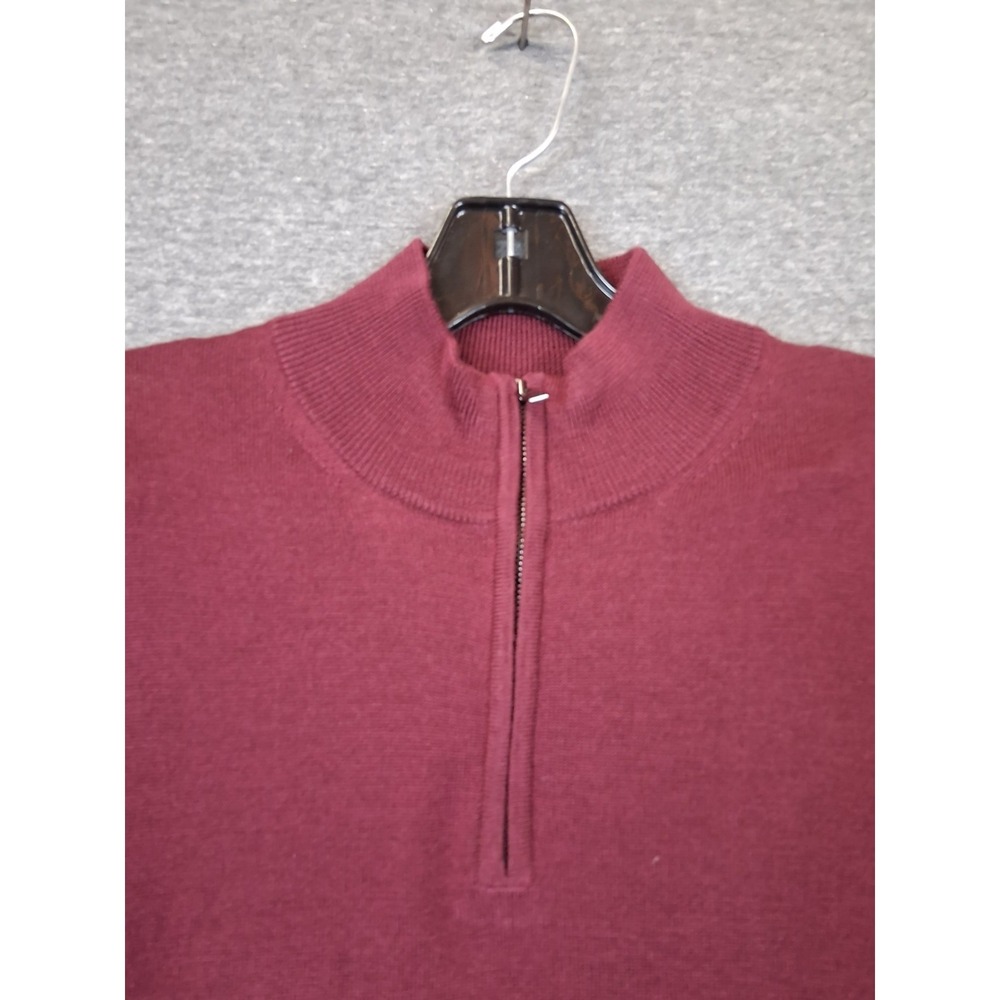 Charles Tyrwhitt Mens Sweater Medium Red 100% Merino Wool 1/4 Zip Pullover